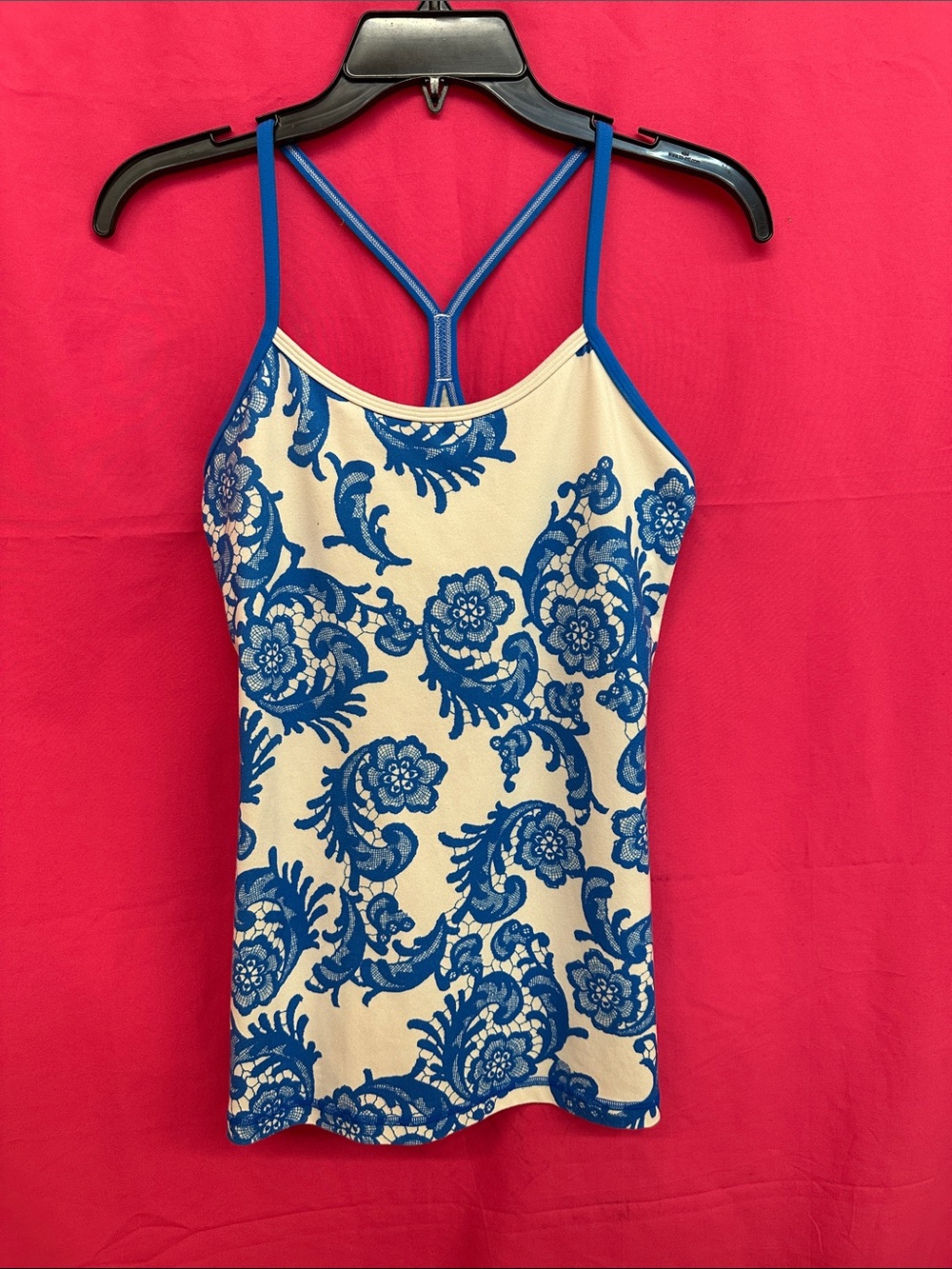 lululemon athletica Blue Floral Lace-Print Camisole